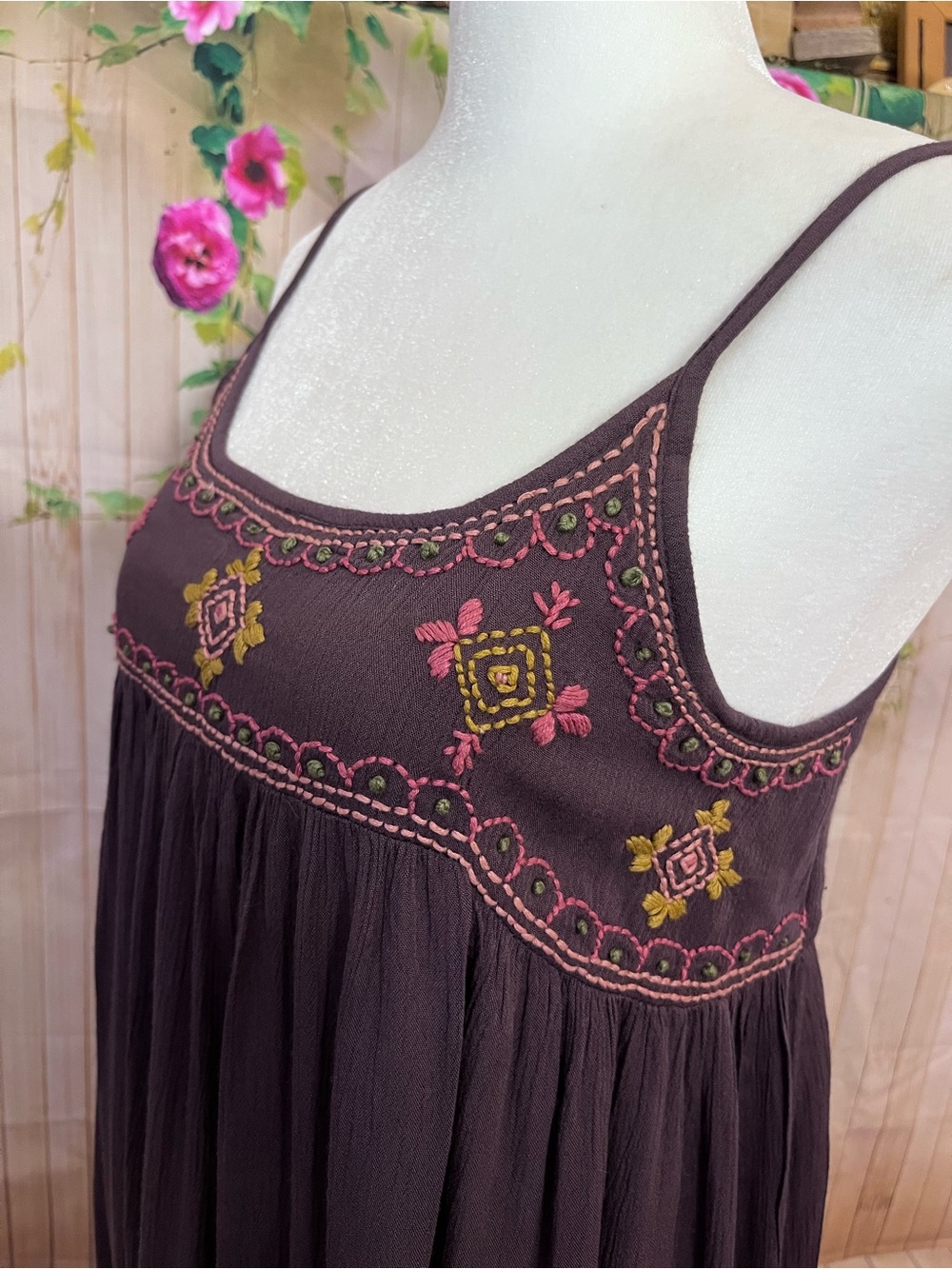 NATURAL LIFE Embroidered Spaghetti-Strap Mini Dress - Picture 3 of 11